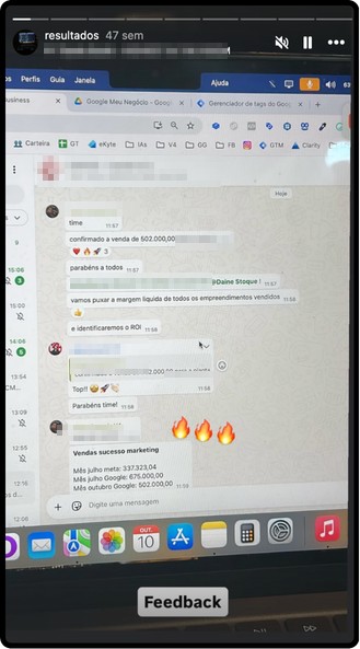 Vendas comemoradas no grupo